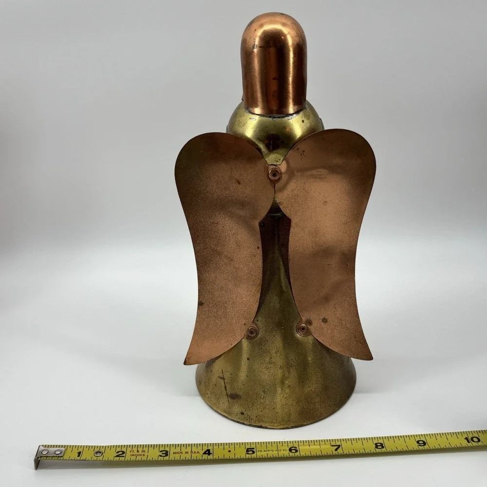 Vintage Mid‎ Century Brass & Copper Angel Christmas Candleholder 6